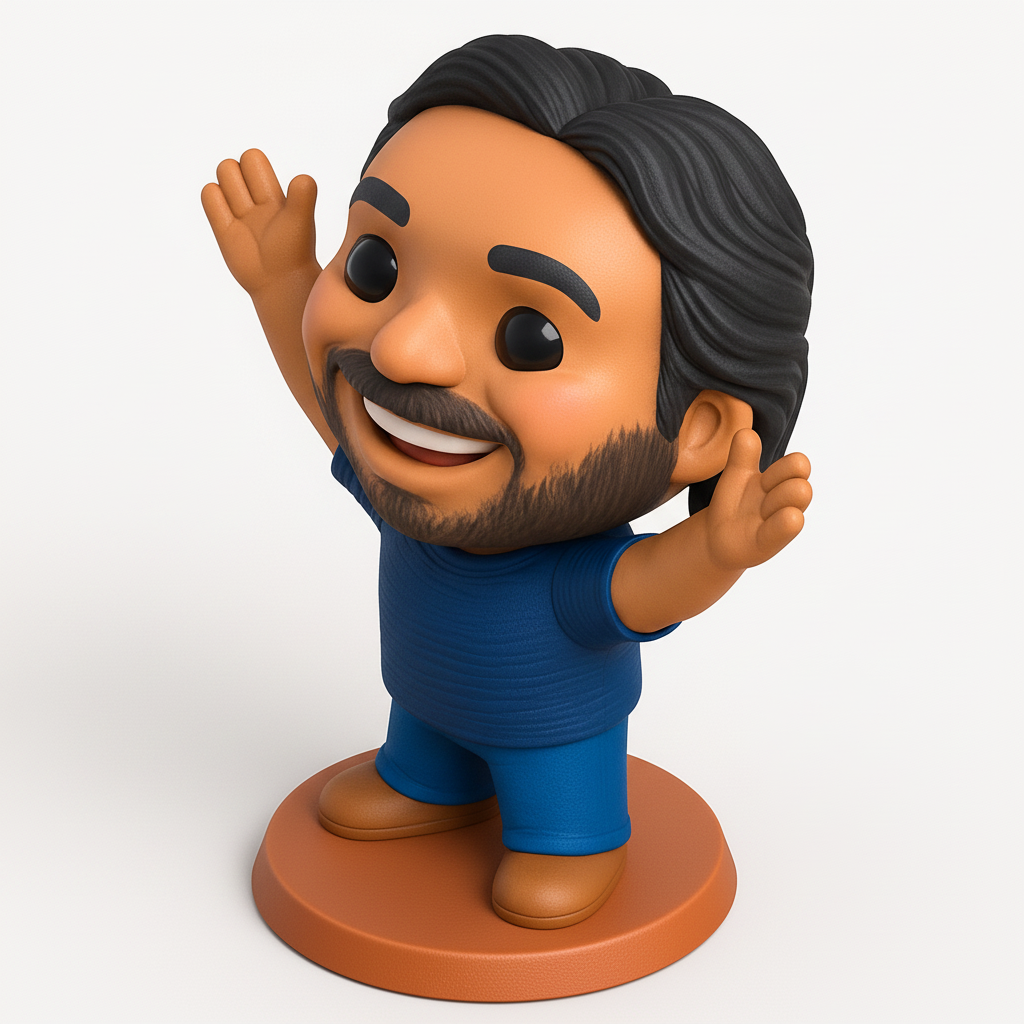 face anatomy 3d model-create 3d face model from photo_Cheerful Man Figurine: Desktop Buddy & Collectible