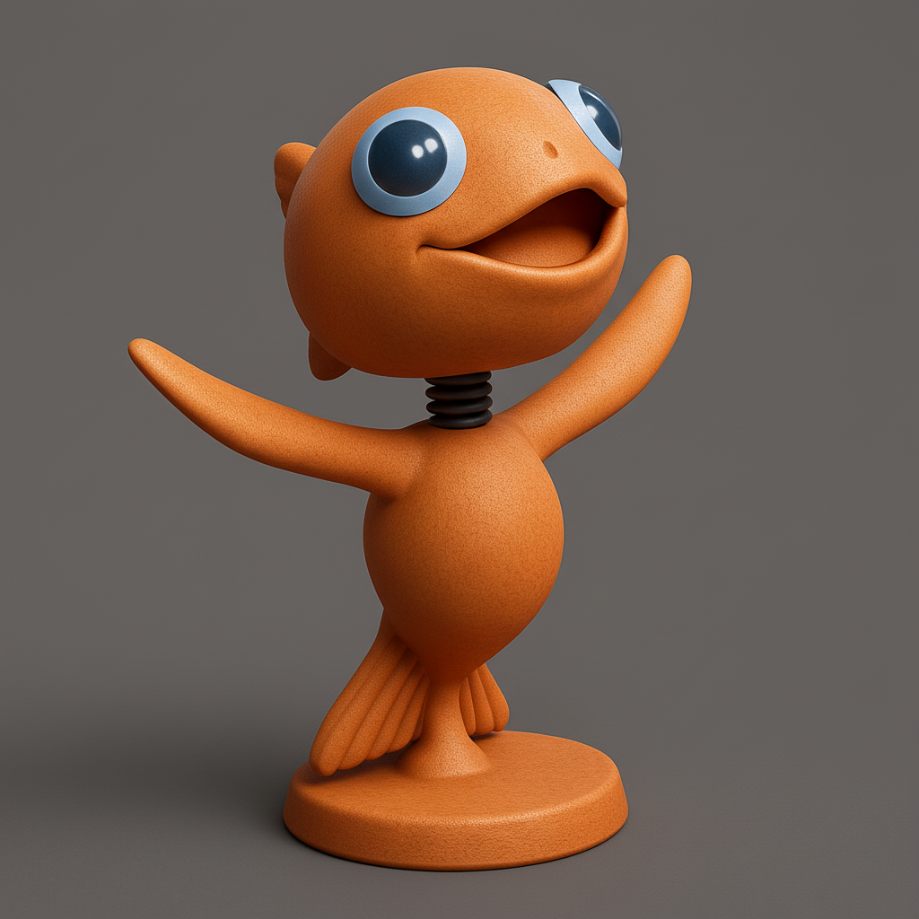 face anatomy 3d model-create 3d face model from photo_Cheerful Fishy Figurine with Spring Motion
