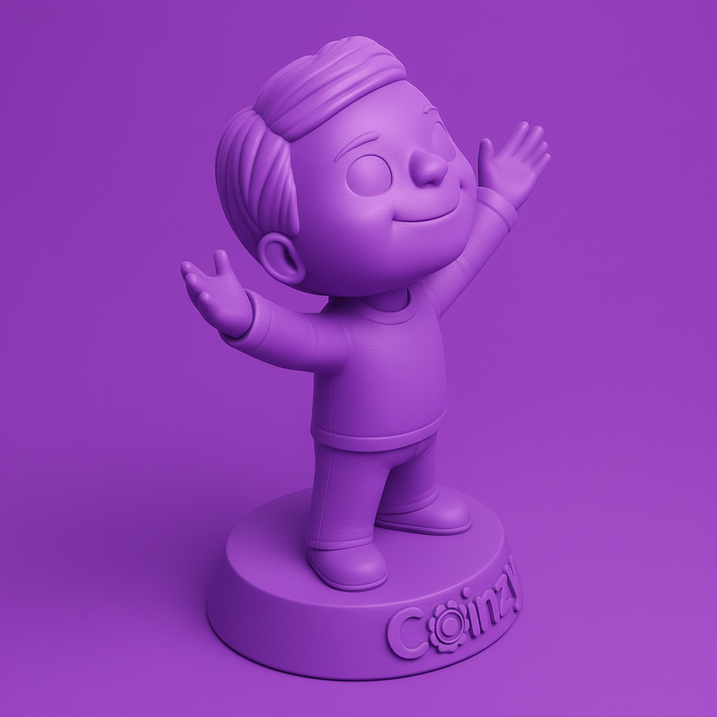 face to 3d model ai-3D portrait printing from photo_Coinzy Hugs You! Friendly Mascot Figurine