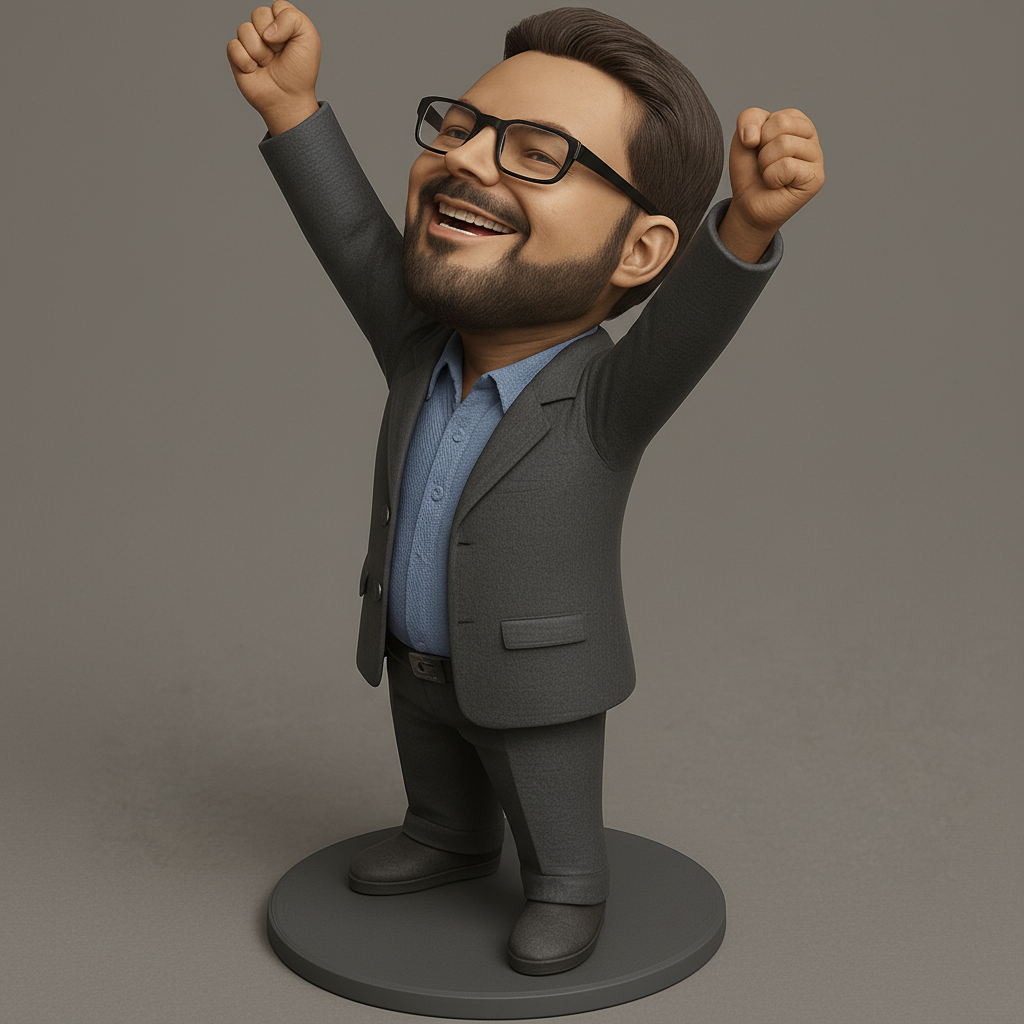 face to 3d model ai-3D portrait printing from photo_Celebration Bobblehead: A Toast to Your Triumphs!