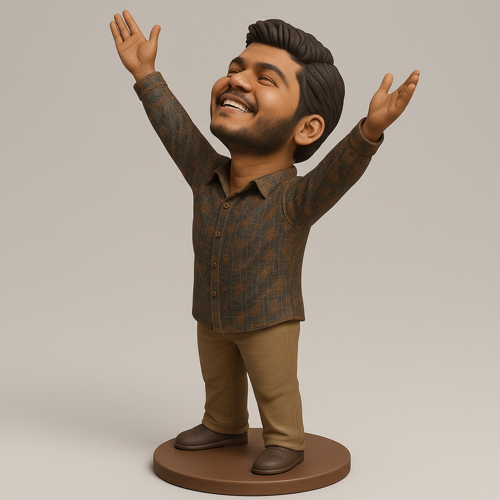 face anatomy 3d model-create 3d face model from photo_Joyful Figurine with Open Arms