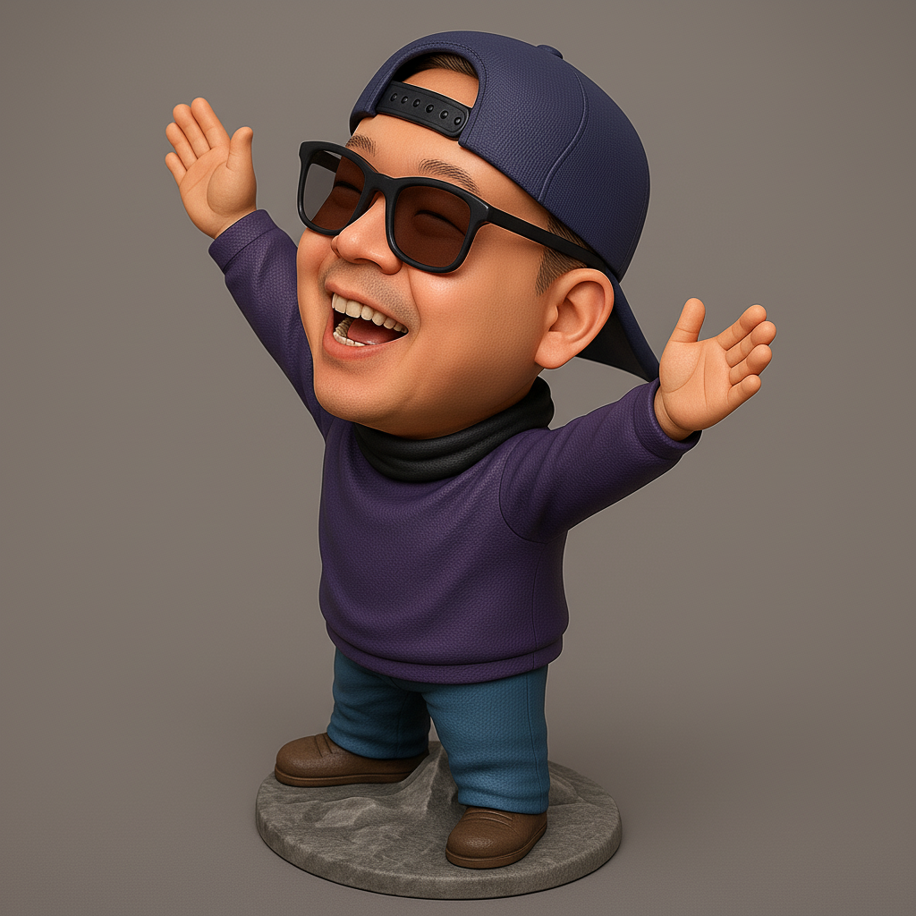 superhero STL files-collectible 3D figurines_Joyful Character Figurine with Sunglasses