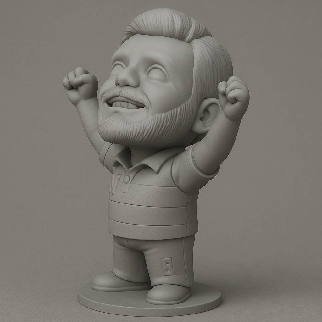 face anatomy 3d model-create 3d face model from photo_Victory Pose Bobblehead: Your Desk's Happy Mascot