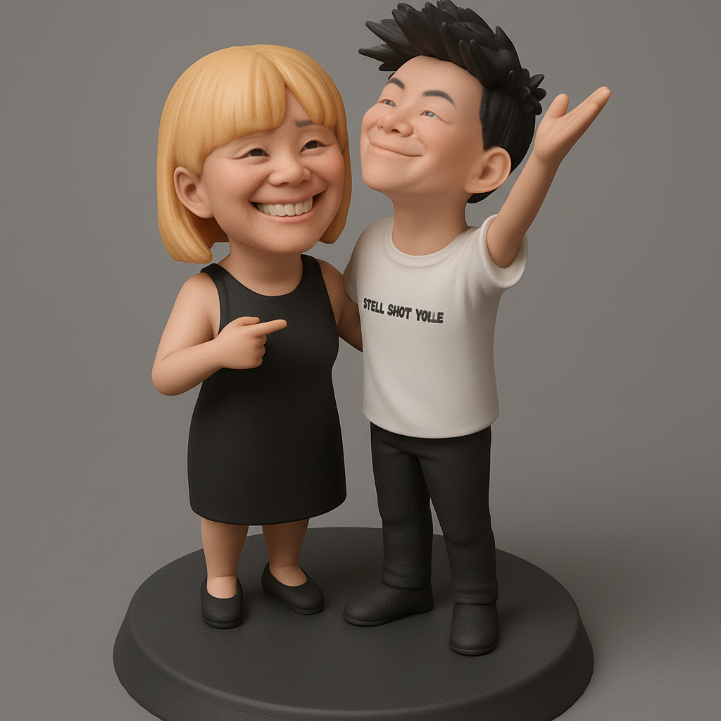 silhouette 3d printer maker-3d portrait printing_Charming Couple 3D Figurine