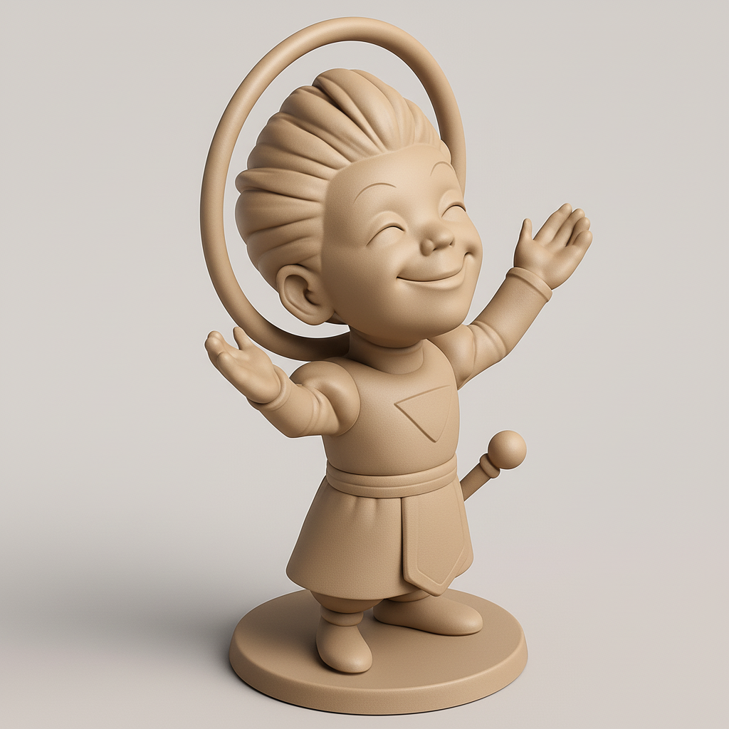silhouette 3d printer maker-3d portrait printing_Joyful Heroic Kid 3D Model