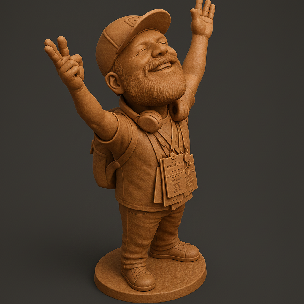 silhouette 3d printer maker-3d portrait printing_Joyful Traveler Figurine