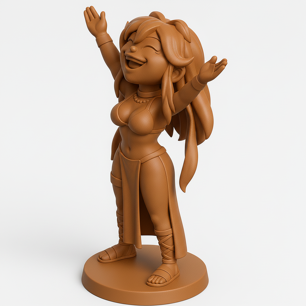 silhouette 3d printer maker-3d portrait printing_Joyful Character Pose 3D Model