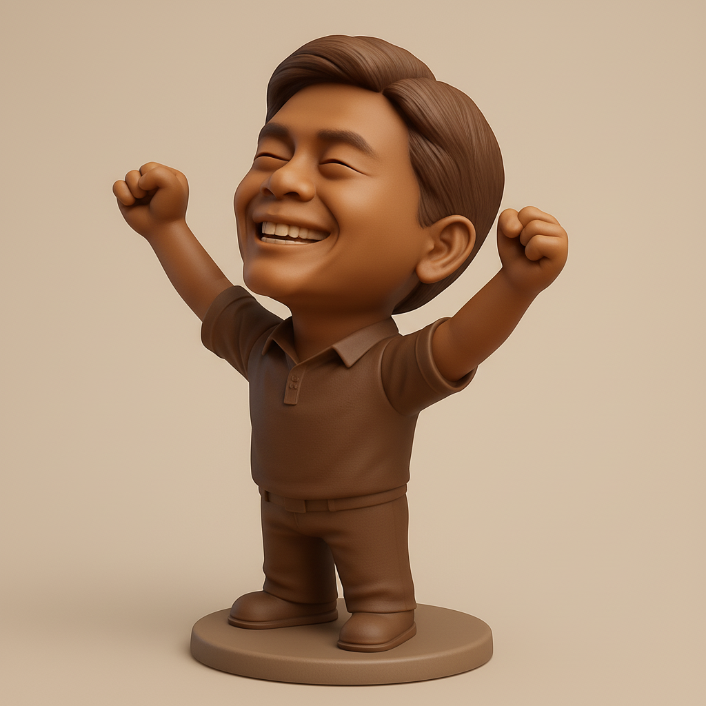 face to 3d model ai-3D portrait printing from photo_Joyful Triumph Figurine: Celebrate Success!