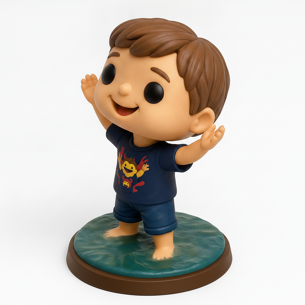 face to 3d model ai-3D portrait printing from photo_Joyful Little Explorer Figurine - Embrace Happiness!