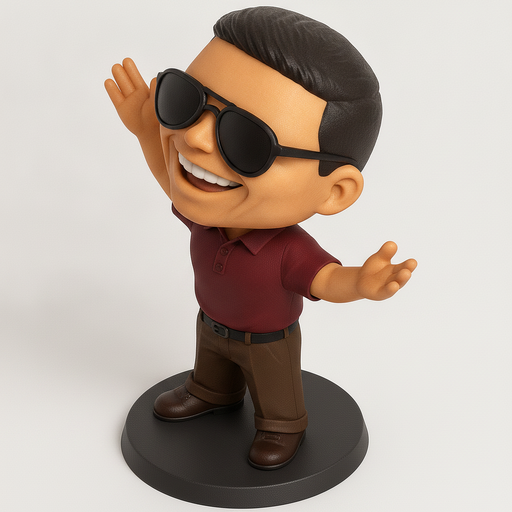 face to 3d model ai-3D portrait printing from photo_Dynamic Smiling Bobblehead - Print & Personalize!