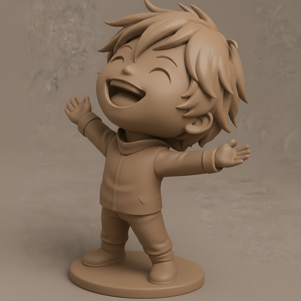 face anatomy 3d model-create 3d face model from photo_Joyful Chibi Hugs Figurine - Spread Happiness!