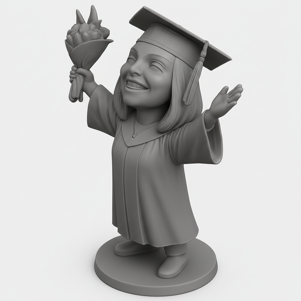face anatomy 3d model-create 3d face model from photo_Happy Graduate Figurine: Celebrate Academic Success!