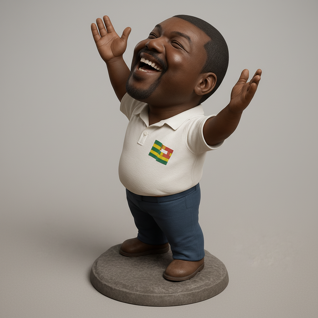 face to 3d model ai-3D portrait printing from photo_Joyful Celebration Man Figurine - Togo Flag Shirt
