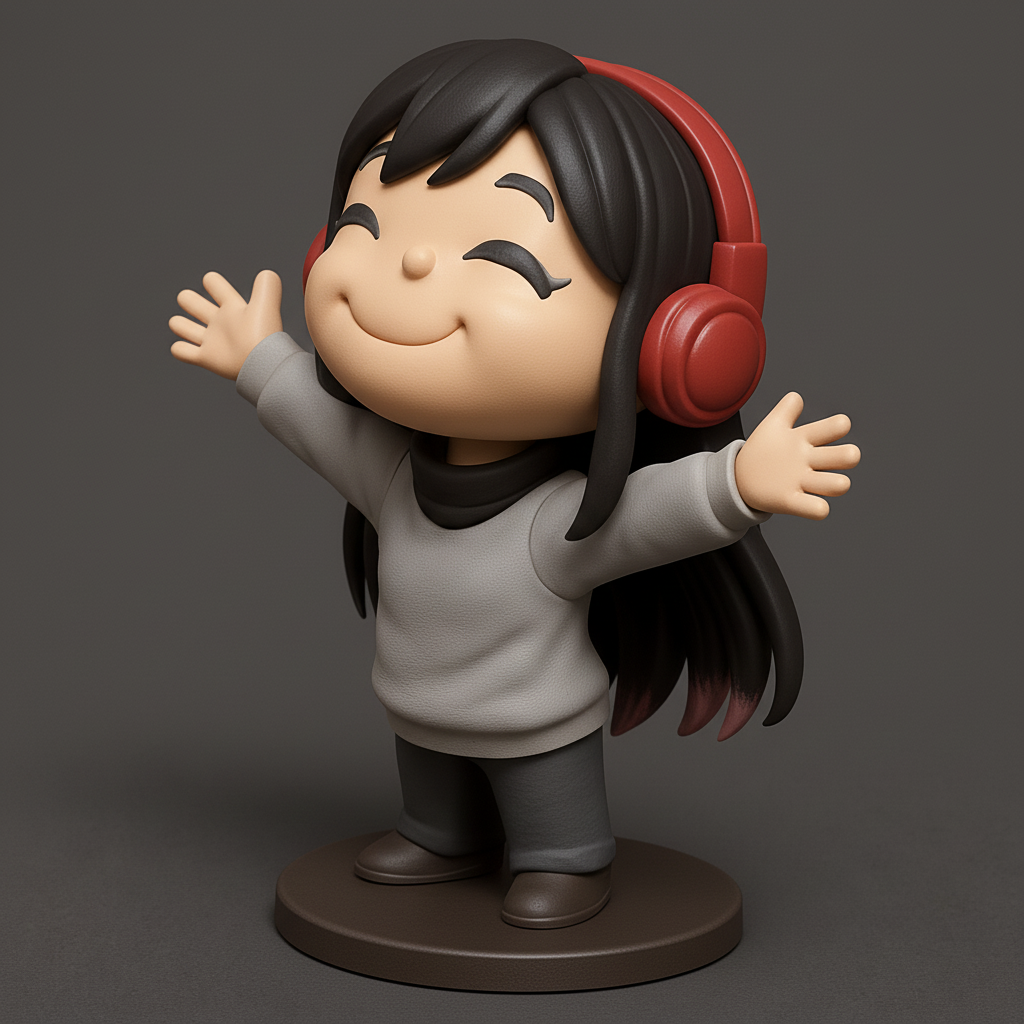 face anatomy 3d model-create 3d face model from photo_Radiant Chibi Girl: Happy Headphones 3D Collectible