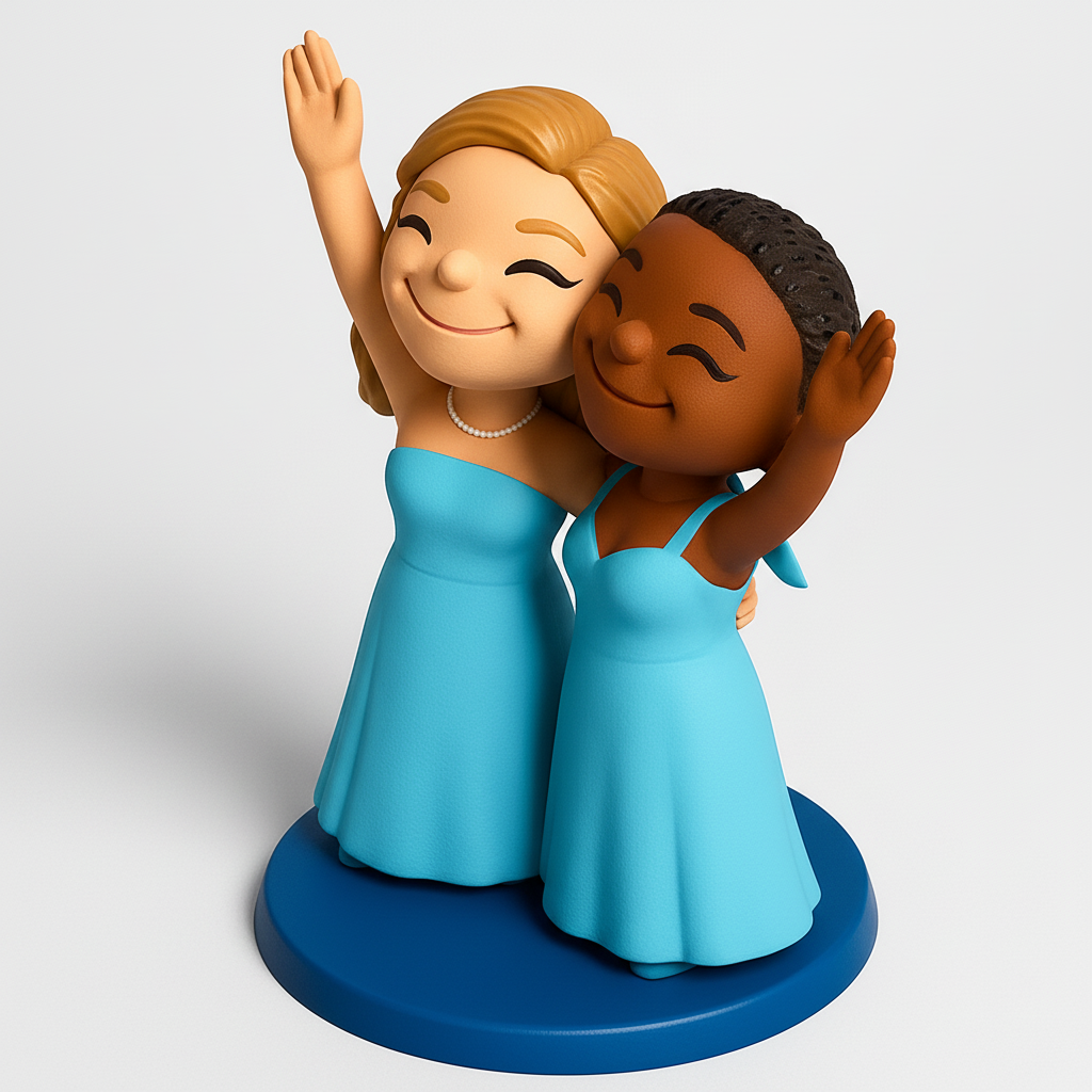 face to 3d model ai-3D portrait printing from photo_Joyful Duo Figurine: Celebrate Friendship & Special Moments