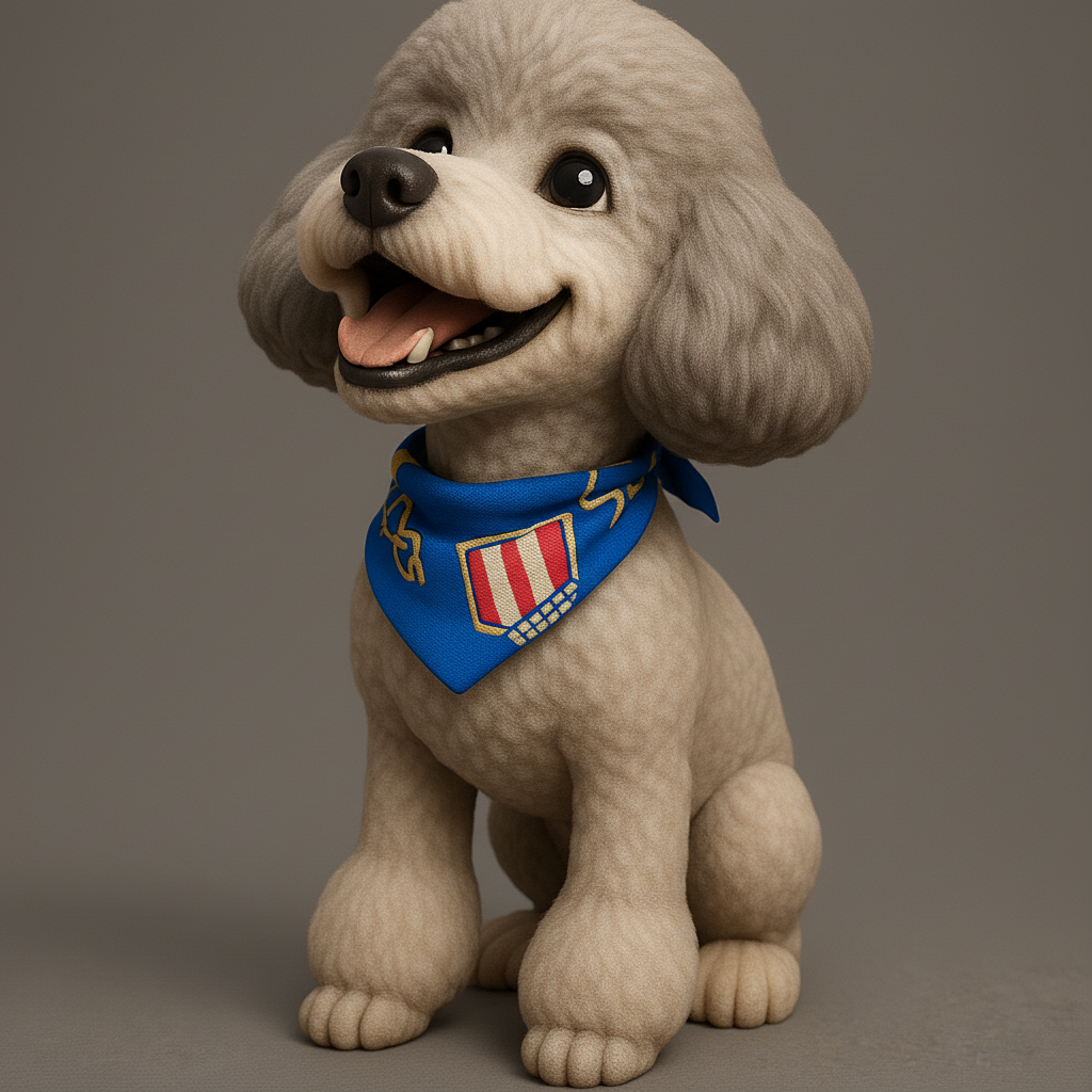 silhouette 3d printer maker-3d portrait printing_Charming Poodle Figurine with Scarf