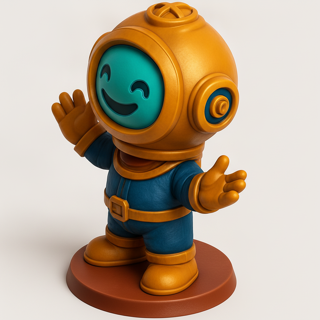 face anatomy 3d model-create 3d face model from photo_Charming Retro Diver Buddy – Print Your Own Smile!