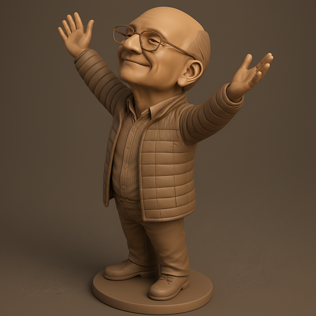 face anatomy 3d model-create 3d face model from photo_Joyful Gesture Bobblehead Style Figurine