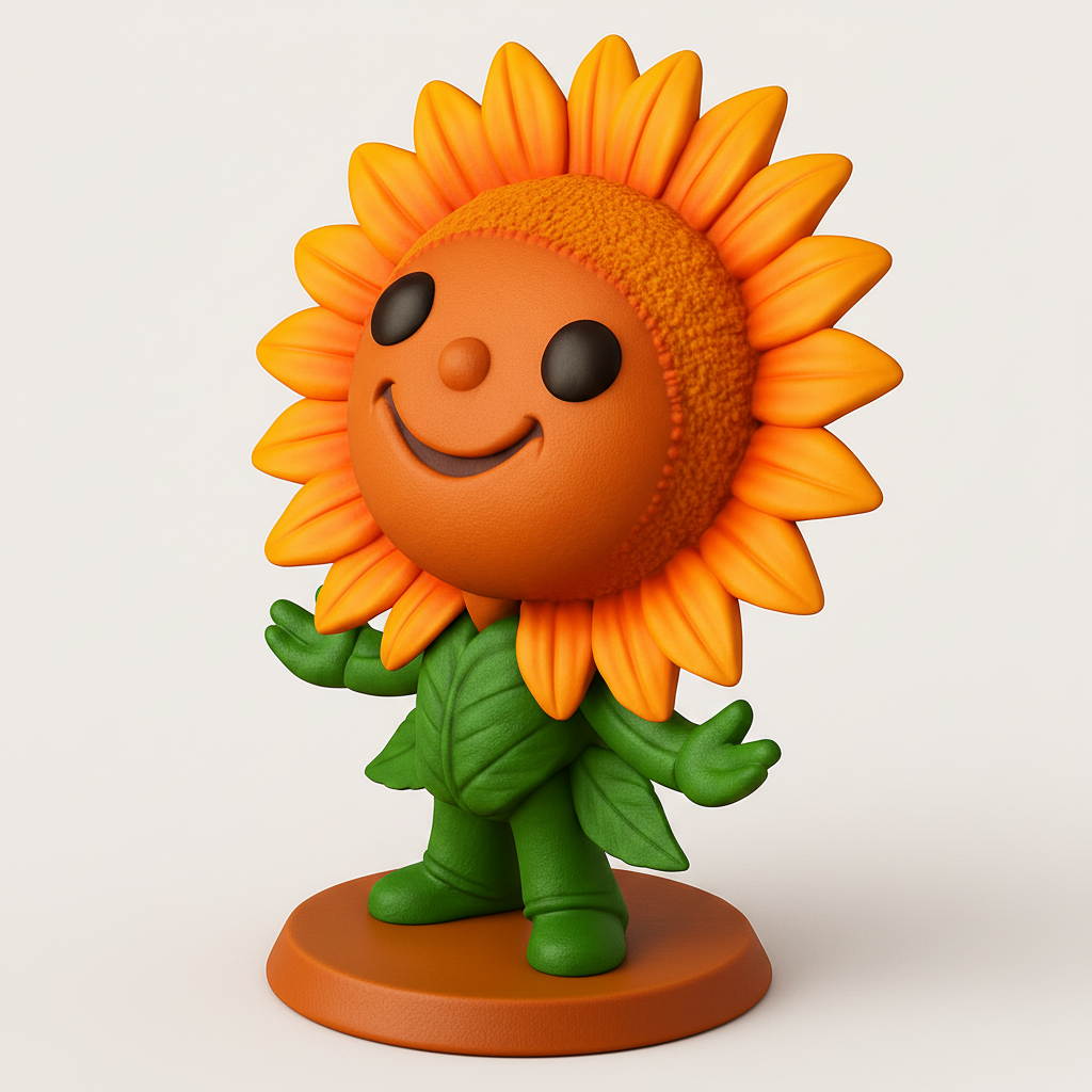 face anatomy 3d model-create 3d face model from photo_Print Your Own Happy Sunflower Friend Figurine
