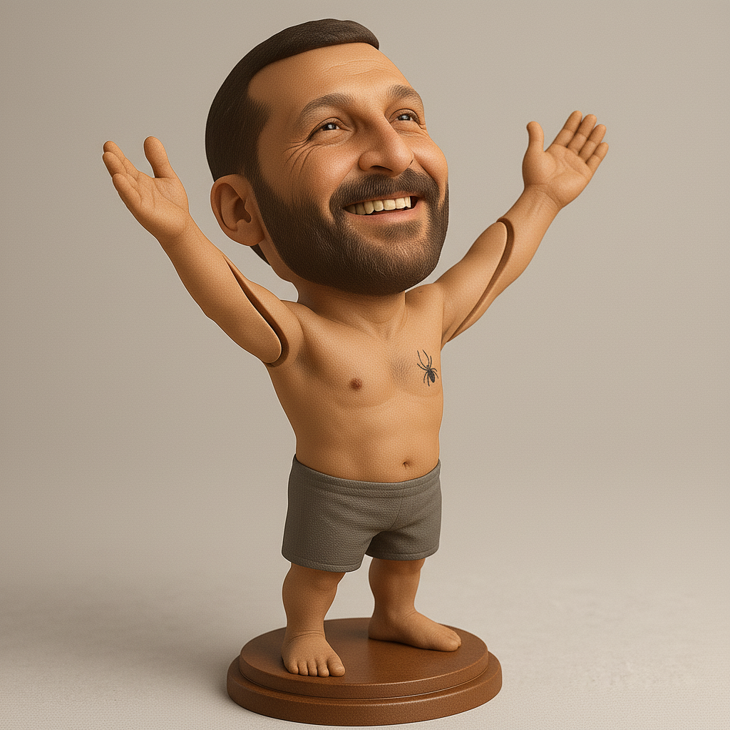 face anatomy 3d model-create 3d face model from photo_Smiling Bearded Man Figurine - Positive Desk Art