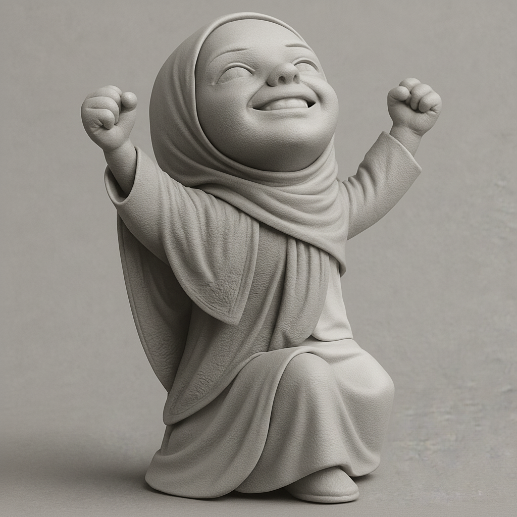 face anatomy 3d model-create 3d face model from photo_Joyful Hijabi Child: A Celebration of Triumph