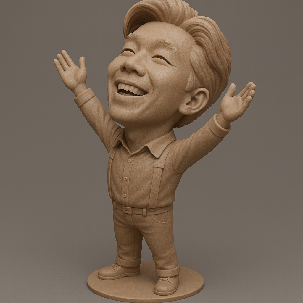 face anatomy 3d model-create 3d face model from photo_Joyful Figurine with Outstretched Arms