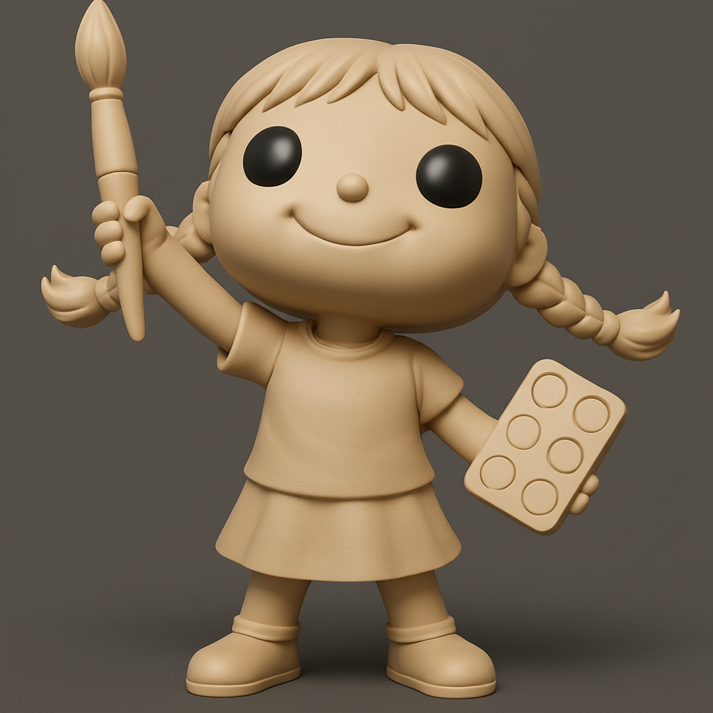 face to 3d model ai-3D portrait printing from photo_Cute Little Artist Doll: Fun Paint & Brush Figure