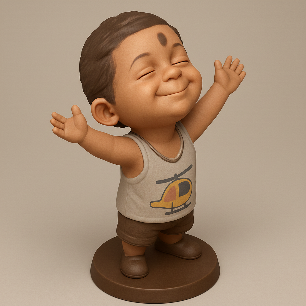 silhouette 3d printer maker-3d portrait printing_Cute Happy Boy Figurine - Arms Wide Open!