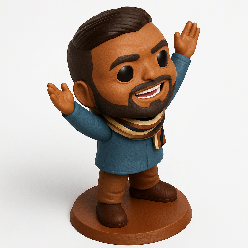 face to 3d model ai-3D portrait printing from photo_Smiling Bearded Character Figurine