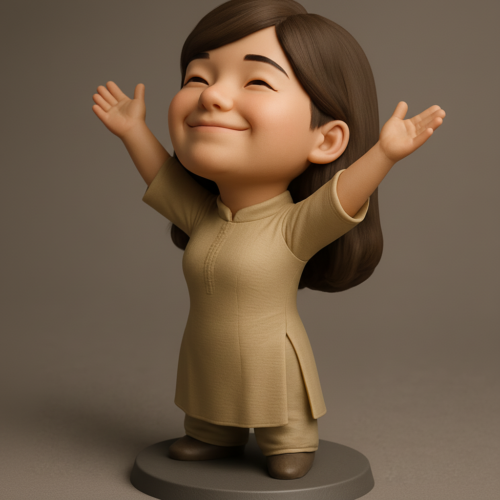 face to 3d model ai-3D portrait printing from photo_Radiant Joy Figurine: Happy Hug Pose
