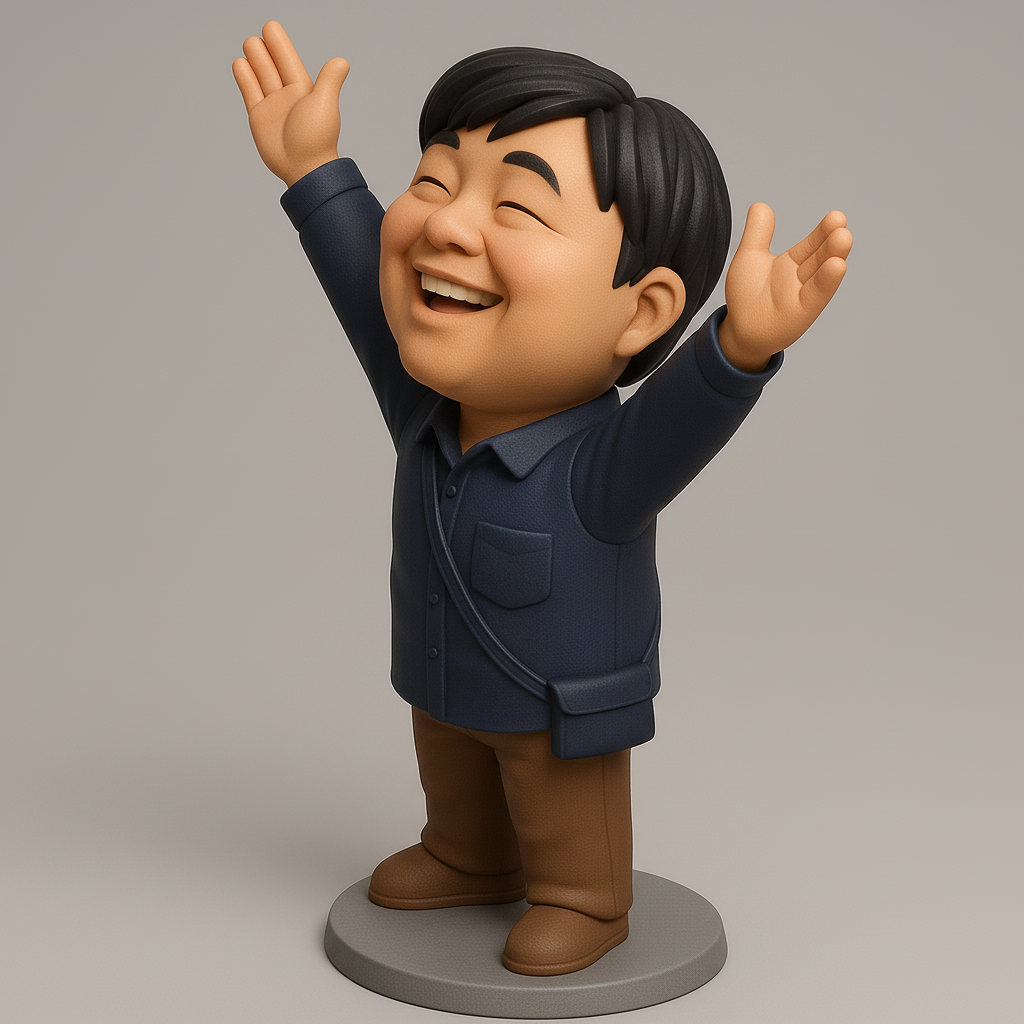 face anatomy 3d model-create 3d face model from photo_Joyful Character Figurine with Outstretched Arms