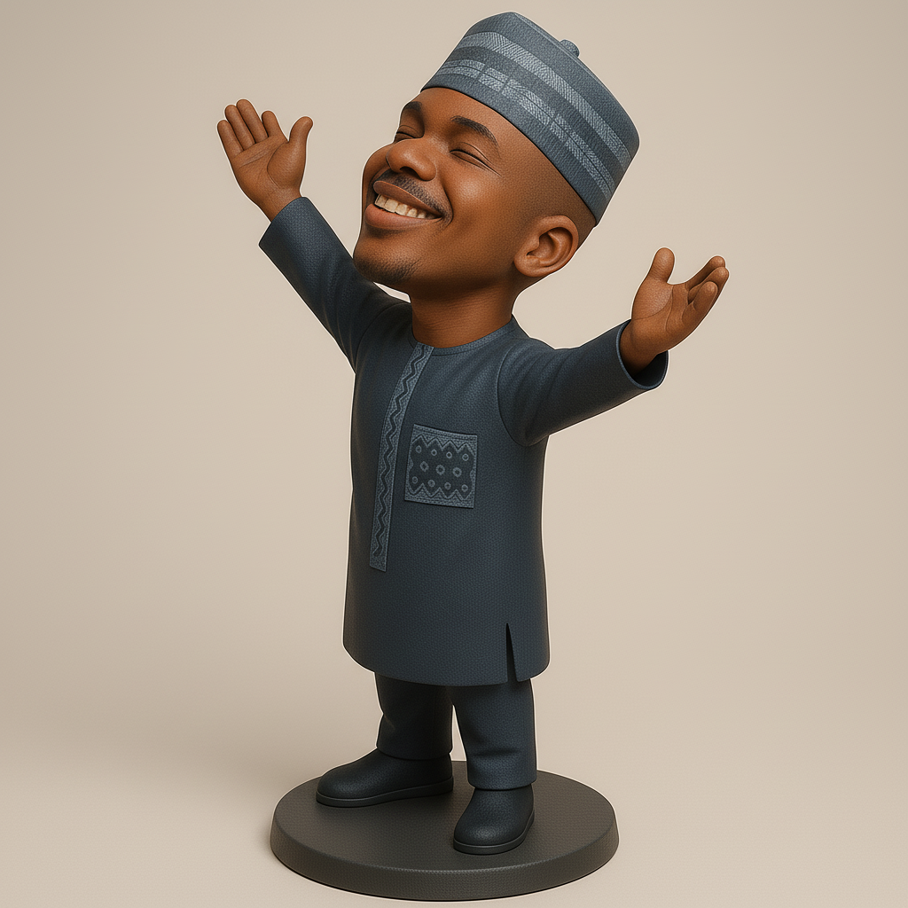 silhouette 3d printer maker-3d portrait printing_Joyful Figurine in Traditional Attire