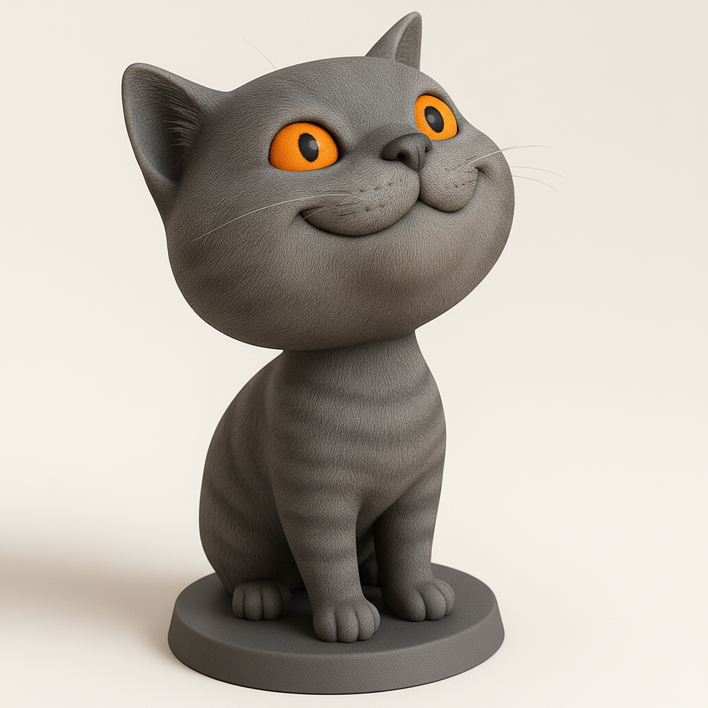 face anatomy 3d model-create 3d face model from photo_Charming Cartoon Cat Figurine