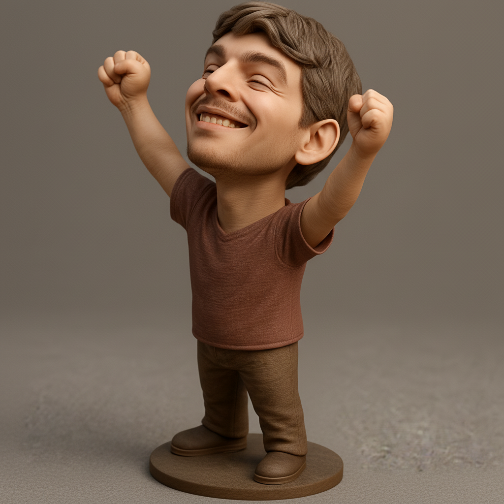 silhouette 3d printer maker-3d portrait printing_Joyful Victory Caricature: Celebrate Success 3D Model!