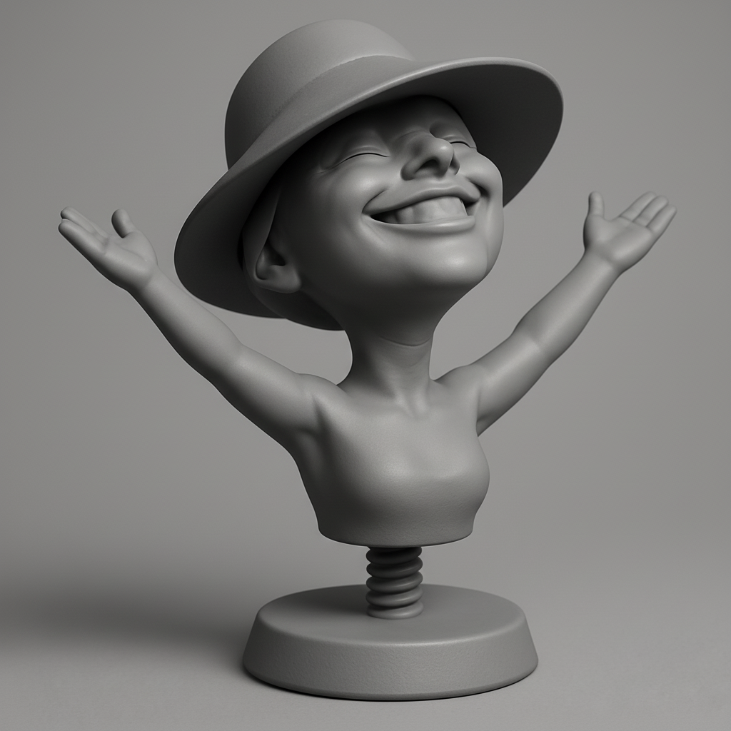 silhouette 3d printer maker-3d portrait printing_Happy Bobblehead Bust - Smile & Spread Joy