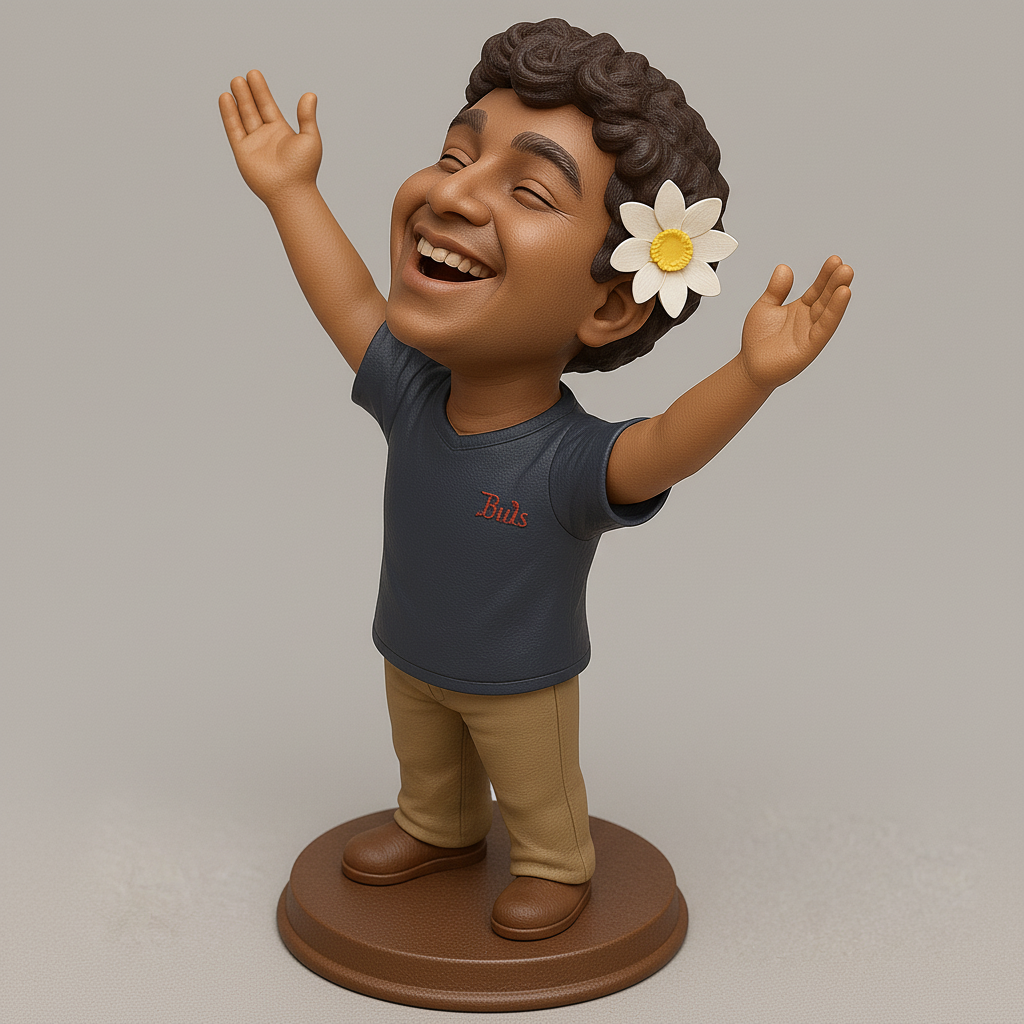 silhouette 3d printer maker-3d portrait printing_Joyful Child Figurine with Flower