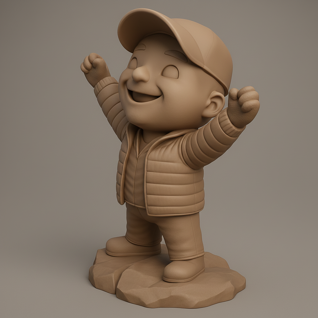 face to 3d model ai-3D portrait printing from photo_Triumph Kid Figurine - Inspire Joy & Success!