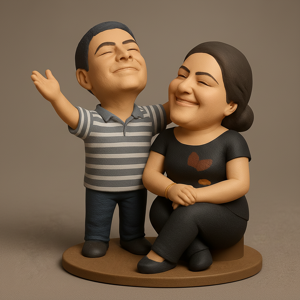 face to 3d model ai-3D portrait printing from photo_Smiling Couple Sculpture: Perfect Personalized Gift