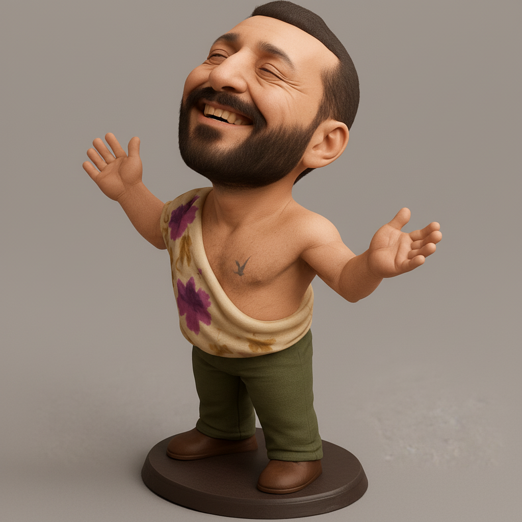 silhouette 3d printer maker-3d portrait printing_Jubilant Caricature Figurine - Expressive Toga Man
