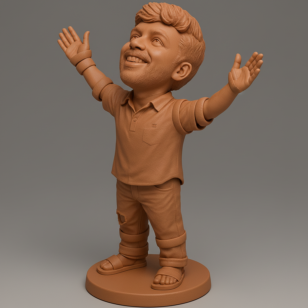 silhouette 3d printer maker-3d portrait printing_Joyful Character with Outstretched Arms
