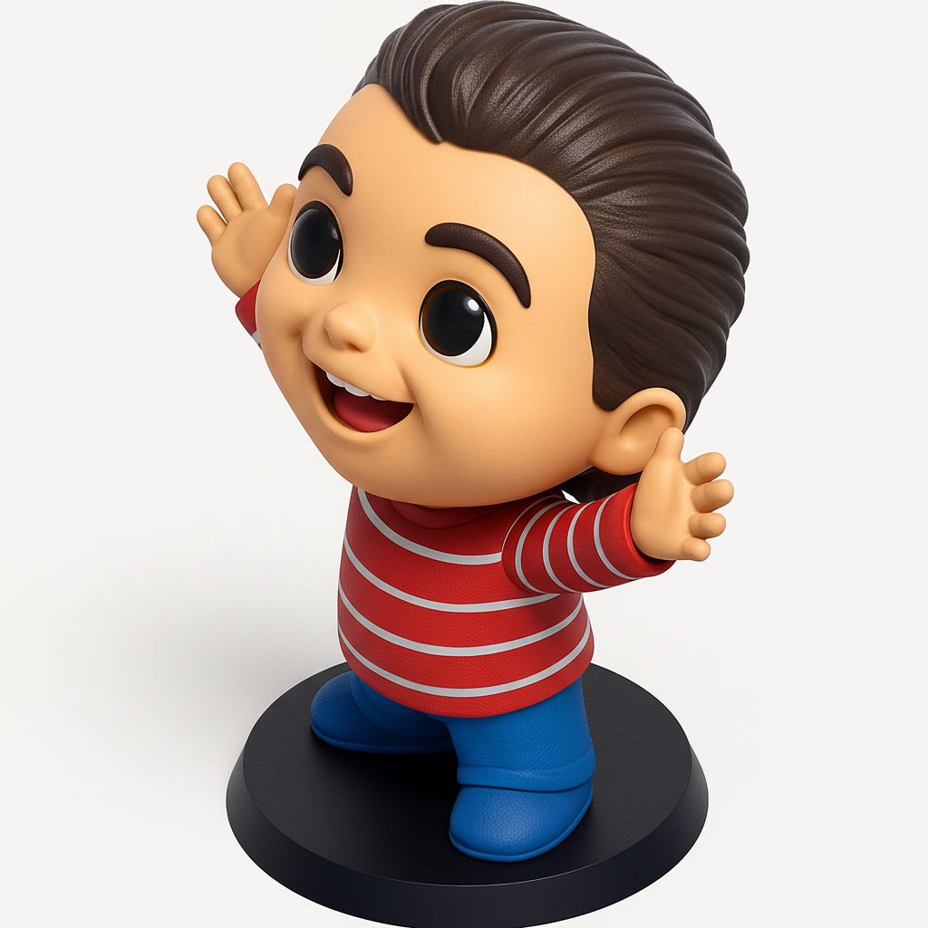 face to 3d model ai-3D portrait printing from photo_Happy Waving Boy Figurine - Joyful Desk Decor!