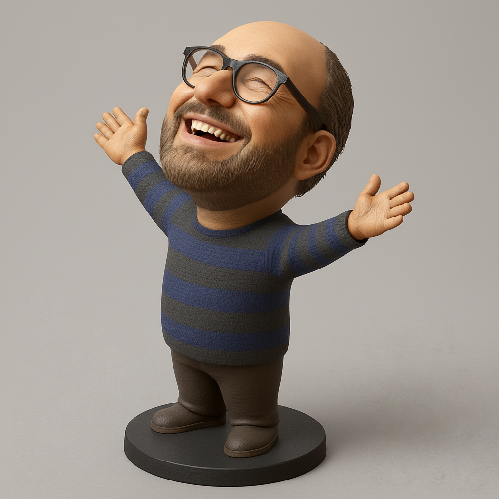 face to 3d model ai-3D portrait printing from photo_Smiling Man Hug Figurine: Print Your Own Cheer