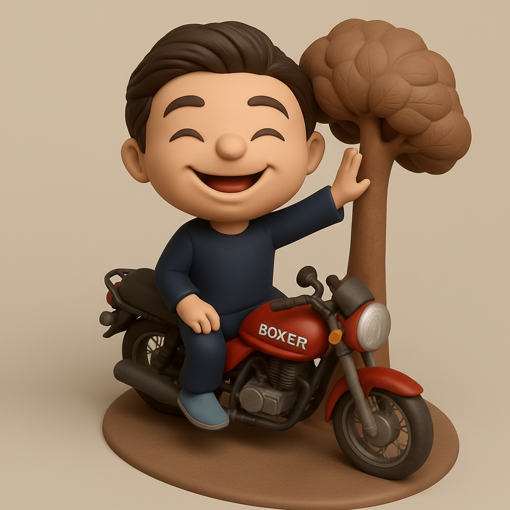 face to 3d model ai-3D portrait printing from photo_Cheerful Boy on Boxer Motorcycle Figurine