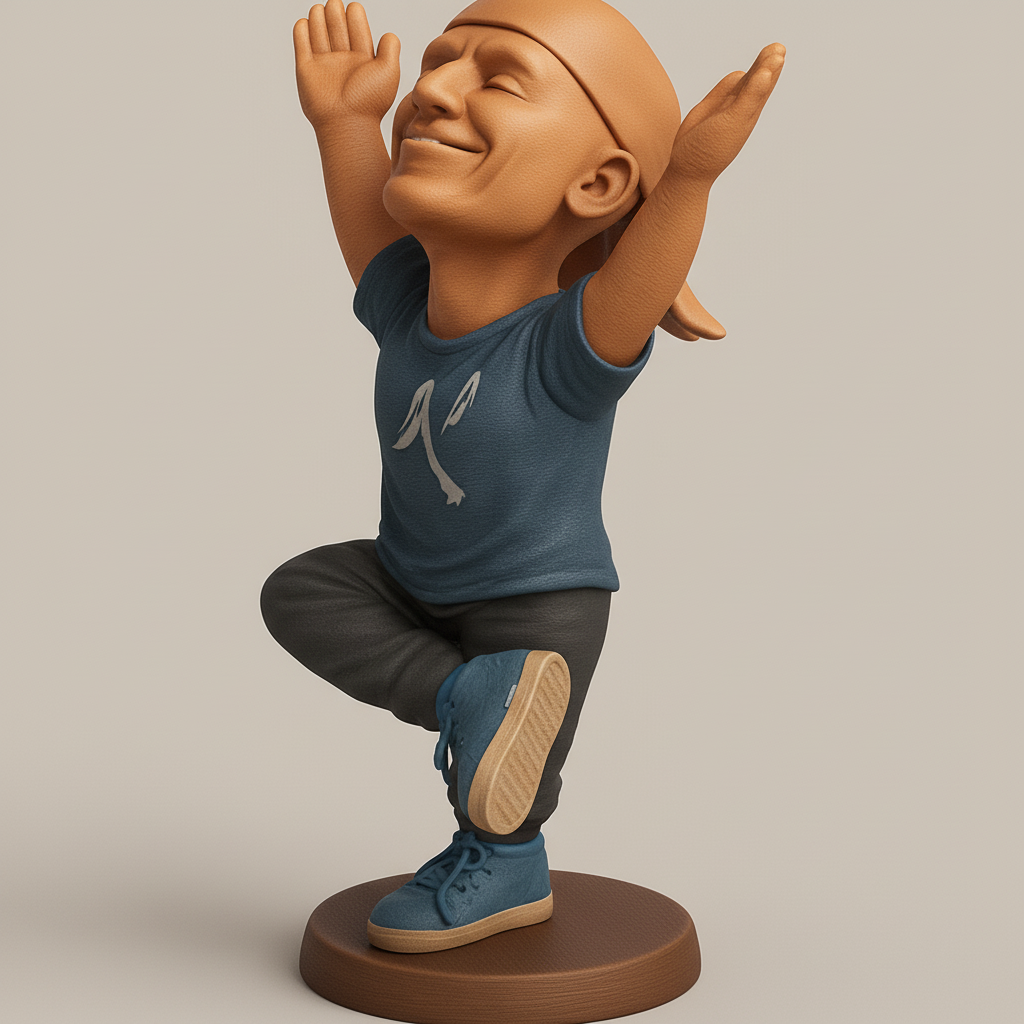 silhouette 3d printer maker-3d portrait printing_Joyful Yoga Figurine: Balance & Serenity in Tree Pose