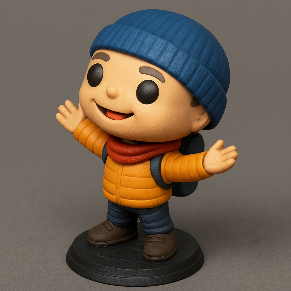 face to 3d model ai-3D portrait printing from photo_Adventure Awaits! Cheery Hiker 3D Print Figurine