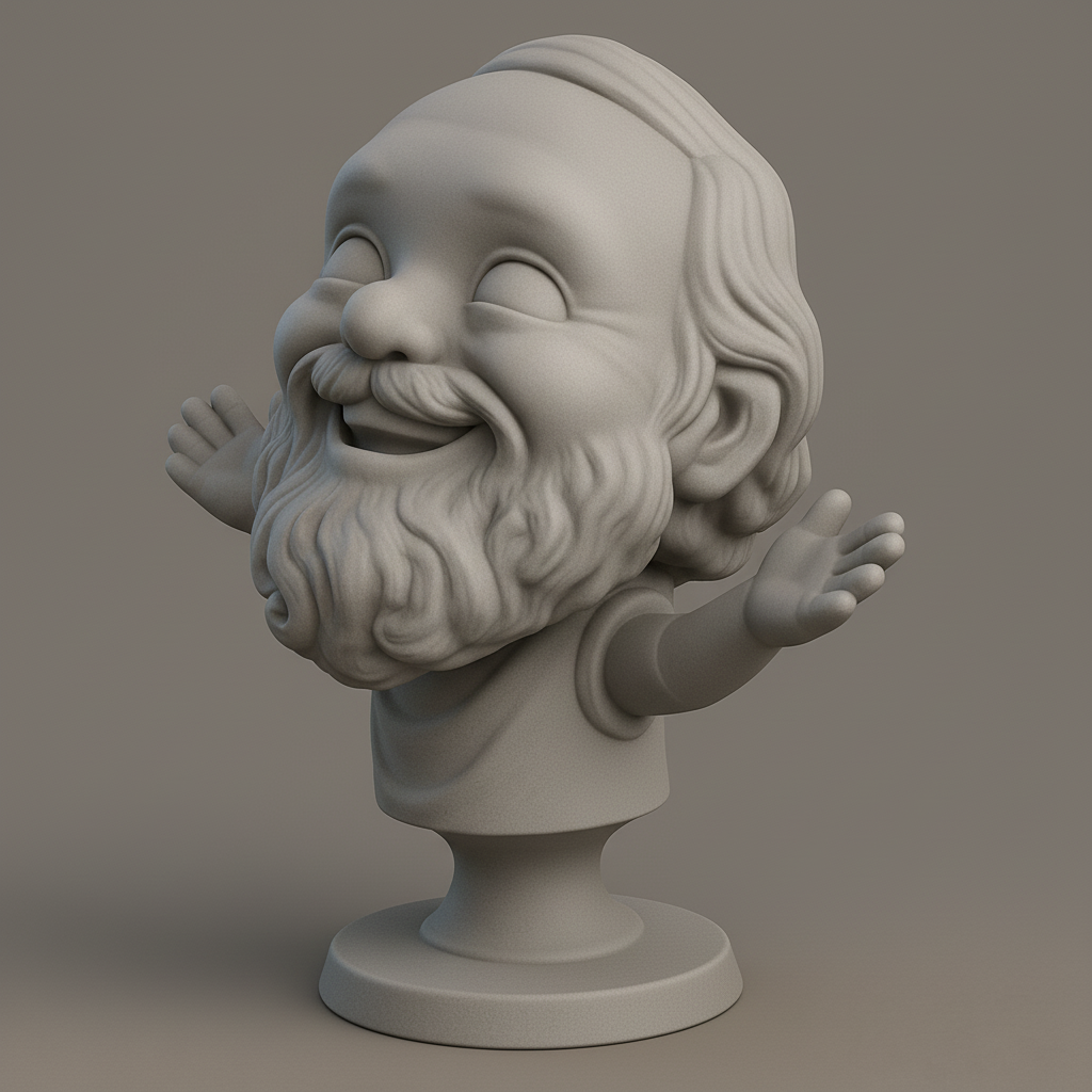 face anatomy 3d model-create 3d face model from photo_Joyful Sage: Welcoming Philosopher Bust 3D Model
