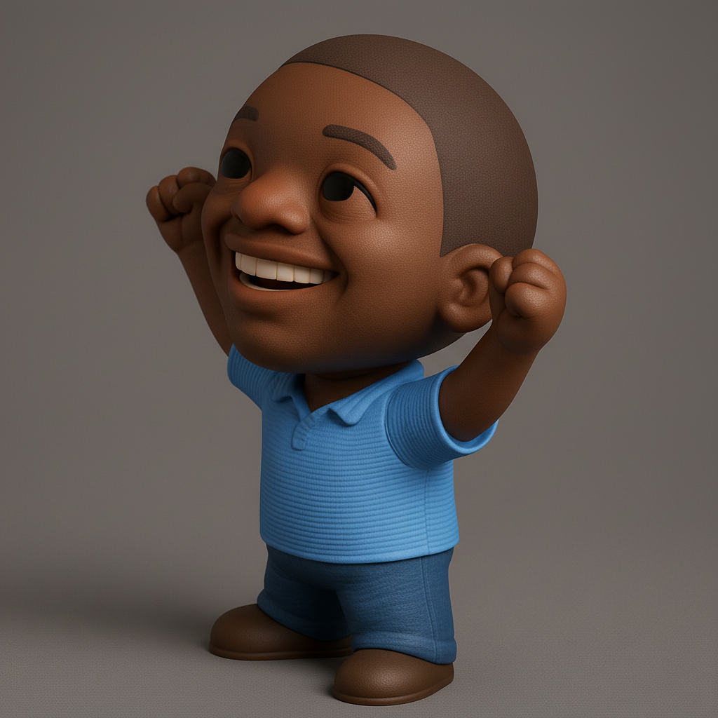 face anatomy 3d model-create 3d face model from photo_Joyful Chibi Boy: Celebrate Success with this 3D Print!