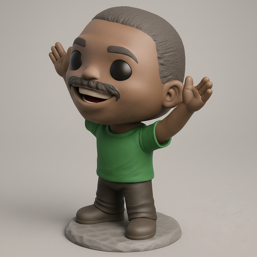 face to 3d model ai-3D portrait printing from photo_Joyful Man Funko-Style Figure - Print & Display Cheer!