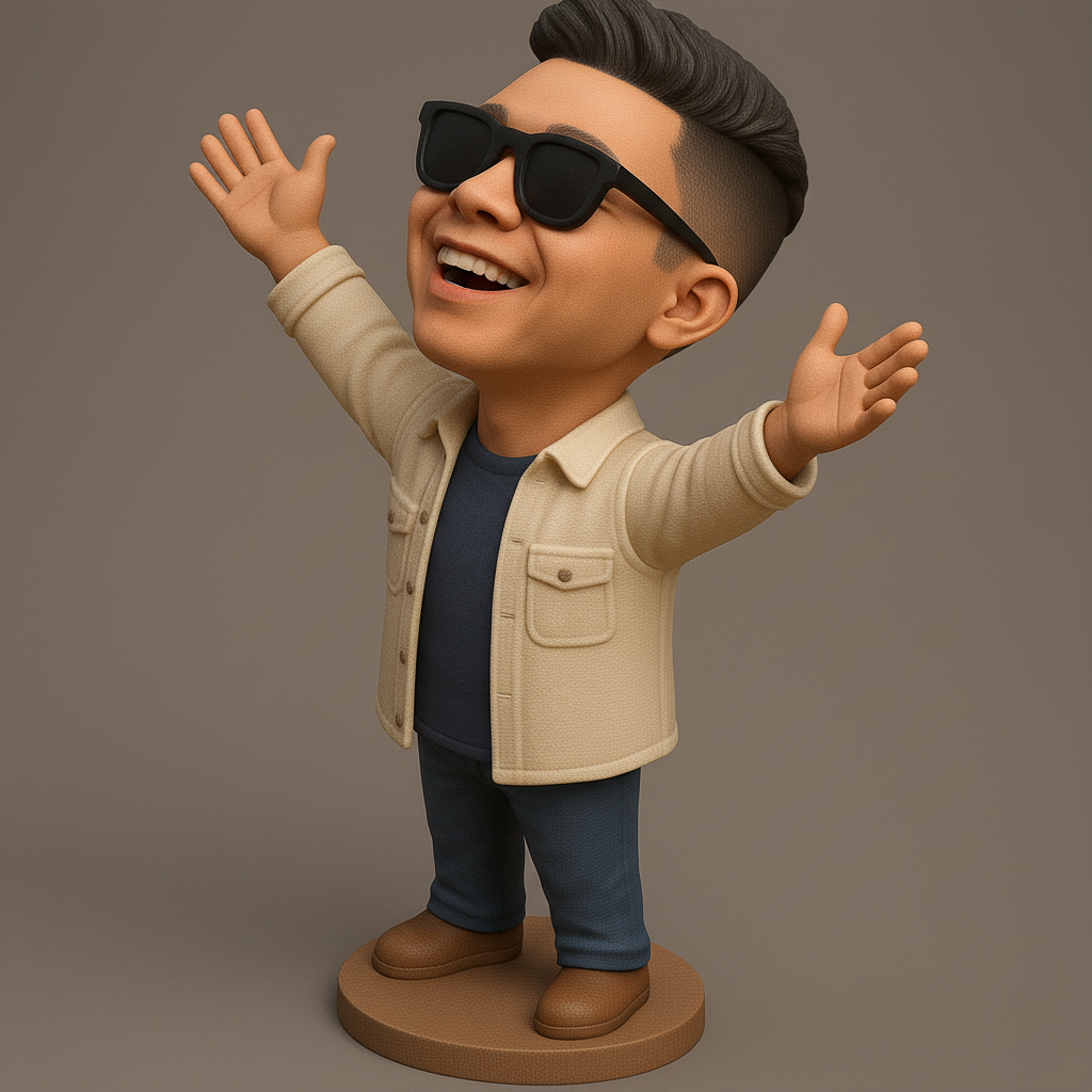 face anatomy 3d model-create 3d face model from photo_Joyful Character Figurine with Sunglasses