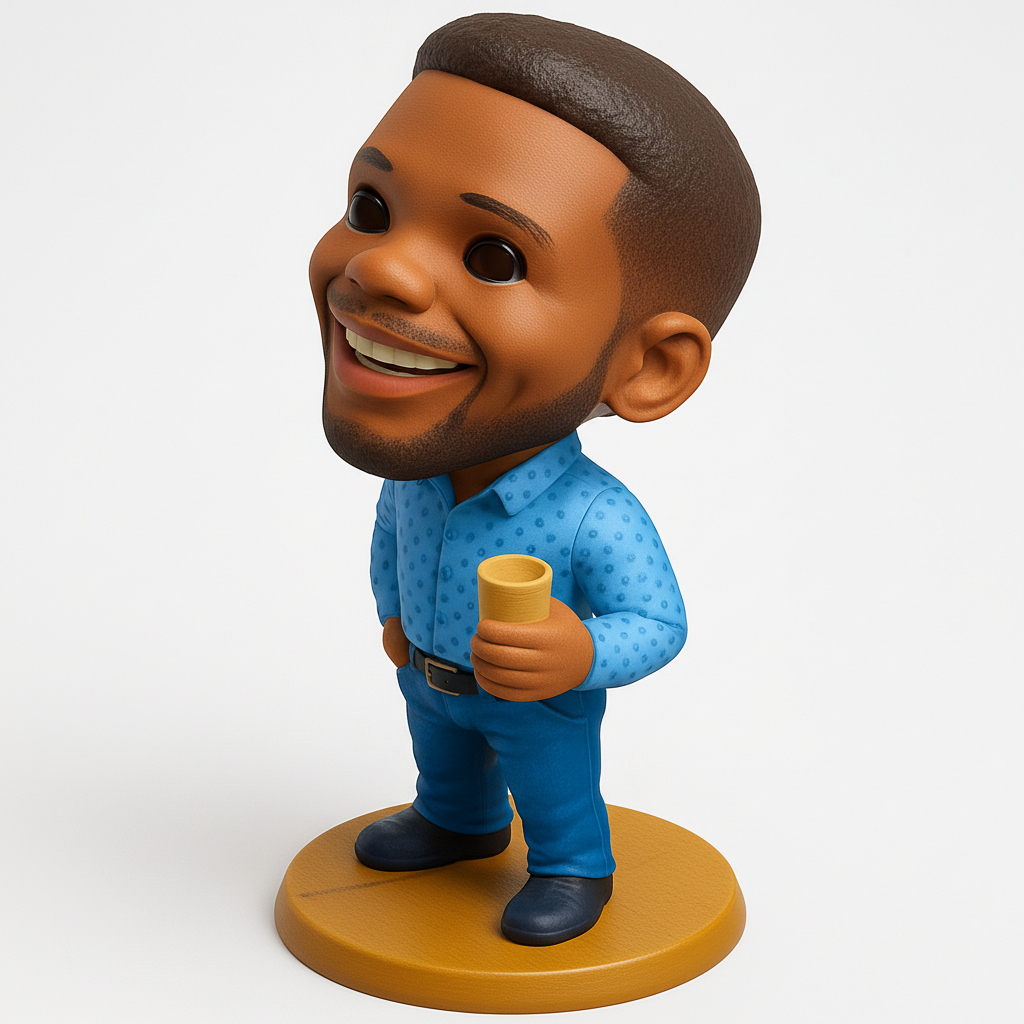 face to 3d model ai-3D portrait printing from photo_Joyful Man Bobblehead - Desk Buddy & Custom Gift